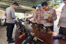 Apel Senpi, 6 Pucuk Senpi Organik Personel Polres Kaur Ditarik