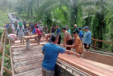 Truk Molen Tersangkut, Warga Ulu Talo Gotong Royong Perbaiki Jembatan Lapuk