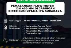 Pengumuman: Distribusi Air PDAM di 3 Kecamatan  Kota Bengkulu Alami Gangguan 