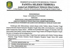 Ini 3 Besar Hasil Lelang Sekda Bengkulu Tengah