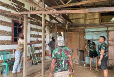 Tingkatkan Kepedulian, Satgas Yonif 144/JY Gelar Karya Bakti Bangun Dapur Rumah Pastor